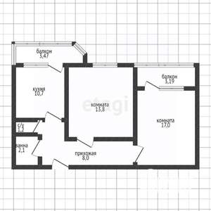 2-к квартира, вторичка, 53м2, 6/16 этаж