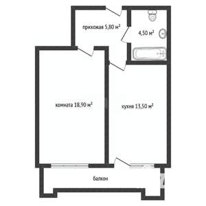 1-к квартира, вторичка, 43м2, 12/17 этаж