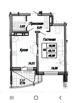 1-к квартира, вторичка, 44м2, 10/16 этаж