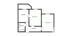 2-к квартира, вторичка, 53м2, 12/14 этаж