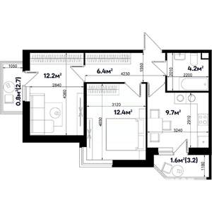 2-к квартира, строящийся дом, 47м2, 5/9 этаж