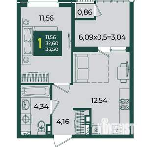 1-к квартира, вторичка, 37м2, 6/18 этаж