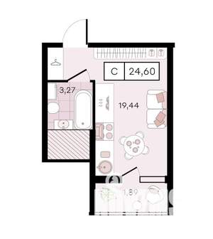 Студия квартира, вторичка, 25м2, 2/8 этаж