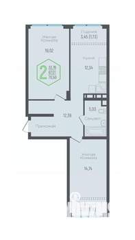 2-к квартира, вторичка, 67м2, 7/24 этаж