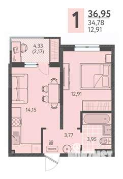 1-к квартира, вторичка, 37м2, 6/18 этаж