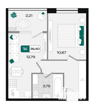 1-к квартира, вторичка, 36м2, 11/18 этаж