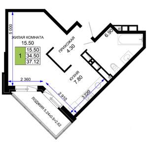 1-к квартира, вторичка, 37м2, 4/12 этаж