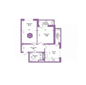 2-к квартира, вторичка, 57м2, 3/21 этаж