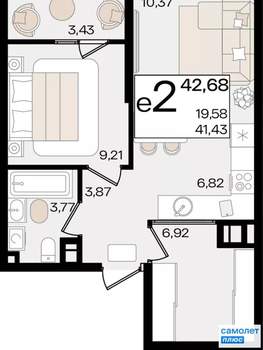 1-к квартира, вторичка, 43м2, 7/18 этаж