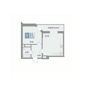 1-к квартира, вторичка, 52м2, 5/12 этаж