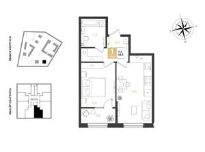 1-к квартира, вторичка, 45м2, 2/18 этаж