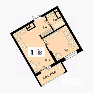 1-к квартира, вторичка, 30м2, 3/16 этаж
