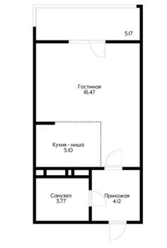 Студия квартира, сданный дом, 30м2, 16/16 этаж