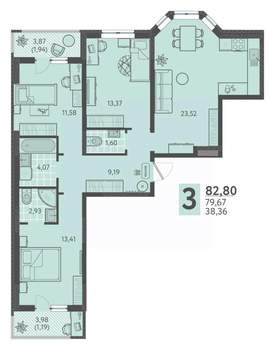 3-к квартира, вторичка, 83м2, 6/18 этаж