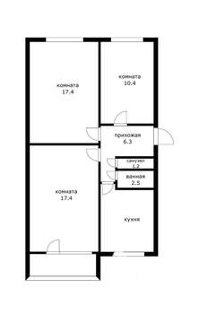 3-к квартира, вторичка, 61м2, 4/5 этаж