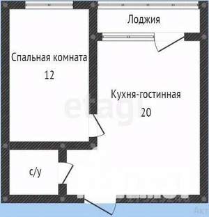 1-к квартира, вторичка, 36м2, 1/3 этаж