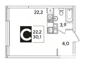 Студия квартира, вторичка, 30м2, 8/16 этаж