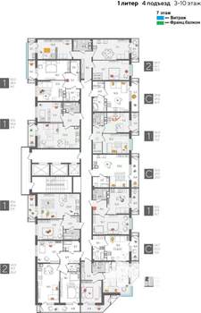 1-к квартира, строящийся дом, 42м2, 7/24 этаж