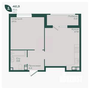 1-к квартира, вторичка, 42м2, 6/18 этаж