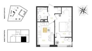 1-к квартира, вторичка, 39м2, 4/9 этаж