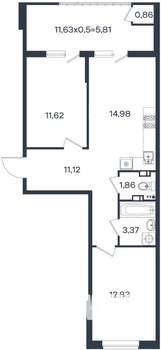 2-к квартира, вторичка, 62м2, 3/18 этаж