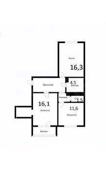 2-к квартира, вторичка, 66м2, 5/16 этаж