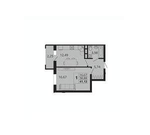 1-к квартира, вторичка, 41м2, 12/18 этаж