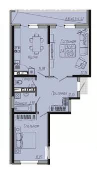 2-к квартира, вторичка, 66м2, 16/20 этаж