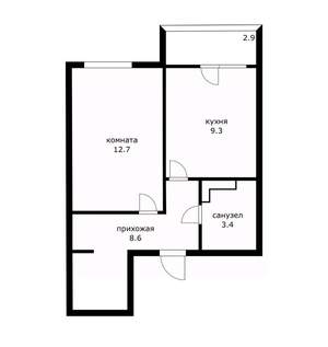 1-к квартира, вторичка, 34м2, 4/4 этаж