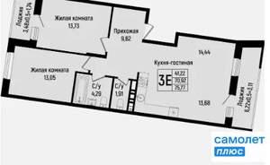 2-к квартира, вторичка, 76м2, 12/15 этаж