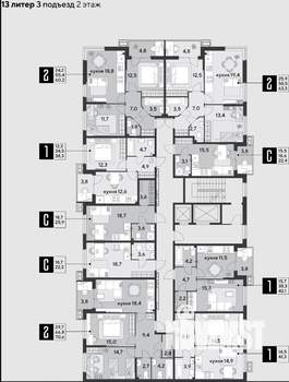 2-к квартира, вторичка, 71м2, 2/9 этаж