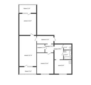 3-к квартира, вторичка, 59м2, 3/9 этаж