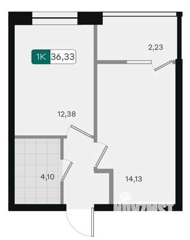 1-к квартира, вторичка, 36м2, 6/18 этаж