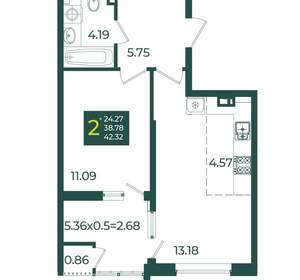 2-к квартира, вторичка, 42м2, 7/18 этаж