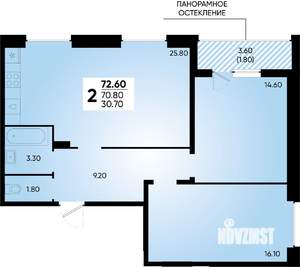 2-к квартира, вторичка, 73м2, 2/18 этаж
