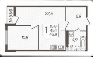2-к квартира, вторичка, 46м2, 2/7 этаж
