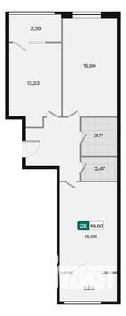 2-к квартира, вторичка, 67м2, 8/18 этаж