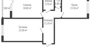 2-к квартира, вторичка, 71м2, 11/17 этаж