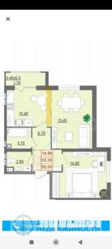 2-к квартира, вторичка, 54м2, 3/3 этаж