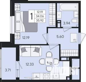 1-к квартира, вторичка, 36м2, 3/8 этаж