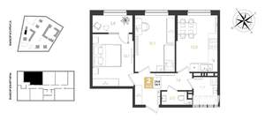 2-к квартира, вторичка, 55м2, 6/9 этаж