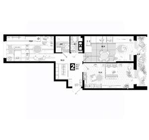 2-к квартира, вторичка, 64м2, 16/16 этаж