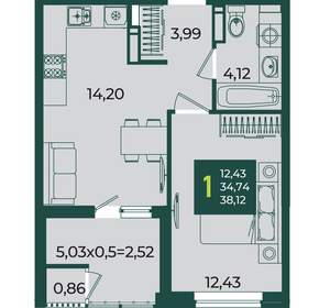 1-к квартира, вторичка, 38м2, 14/18 этаж
