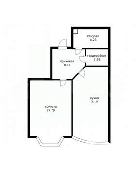 1-к квартира, вторичка, 64м2, 10/22 этаж