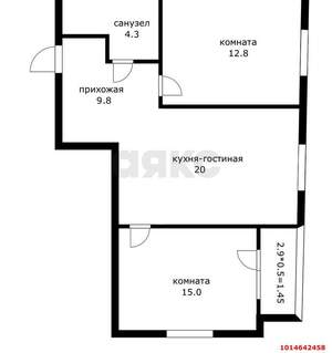 2-к квартира, вторичка, 65м2, 12/19 этаж
