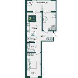 2-к квартира, вторичка, 59м2, 14/18 этаж