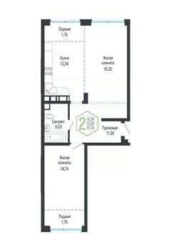 Студия квартира, вторичка, 66м2, 12/24 этаж