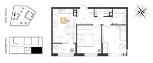 2-к квартира, вторичка, 54м2, 7/9 этаж