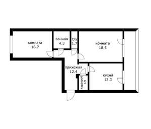 2-к квартира, вторичка, 72м2, 14/16 этаж