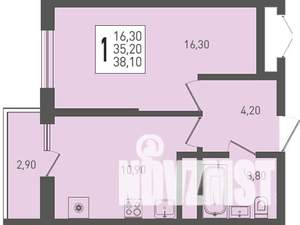 1-к квартира, вторичка, 38м2, 12/24 этаж